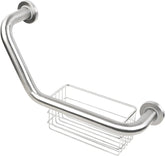 Bathroom Angled Grab Bar with Storage Basket