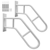 White wall mounted metal stair handrail for outdoor steps and porch