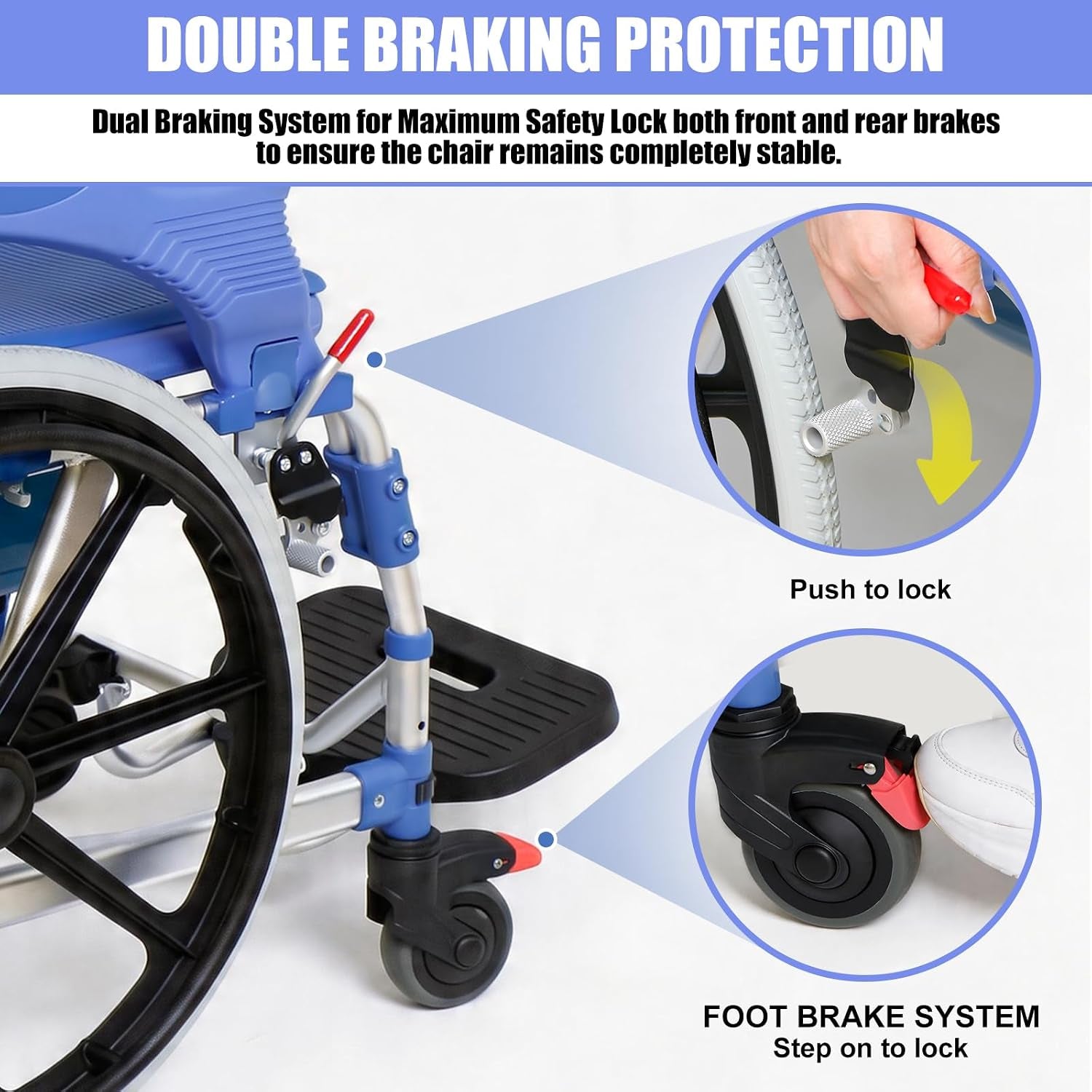 3-in-1 Shower Wheelchair & Commode Chair