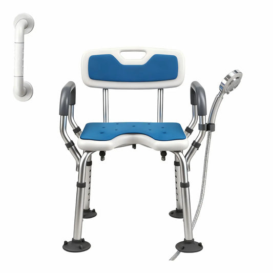 Heavy Duty Bathroom Shower Chair with Arms and Back 1500