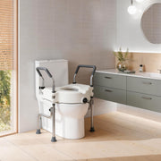 Adjustable 4.5″ Raised Toilet Seat with Arms and Legs