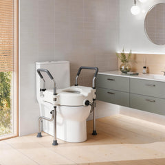 Adjustable 4.5" Raised Toilet Seat with Arms and Legs