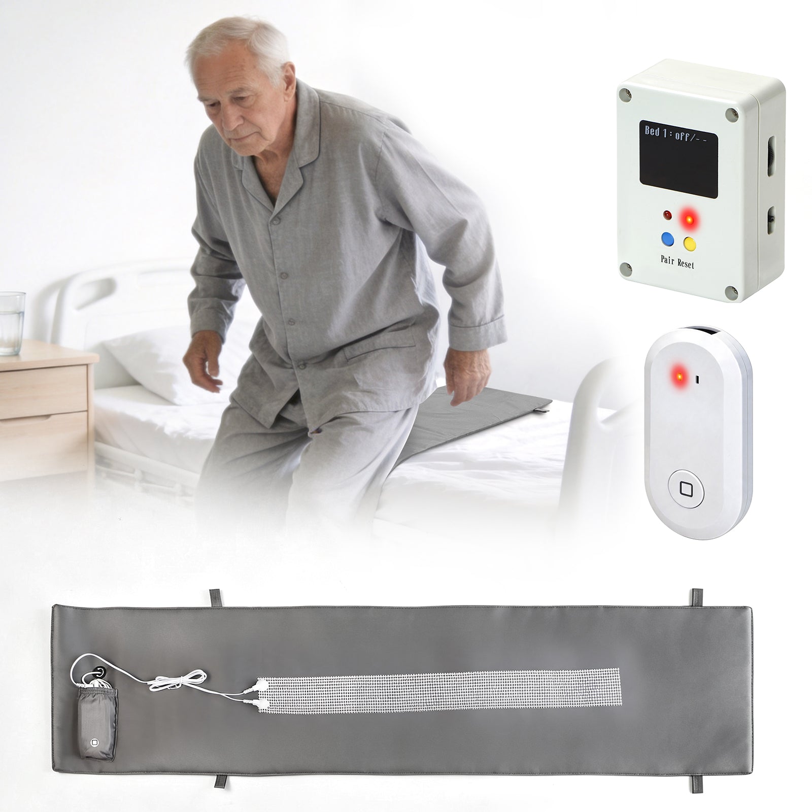 40-Inch 2-in-1 Bed Exit & Bedwetting Alert System for Seniors