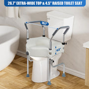 Adjustable 4.5″ Raised Toilet Seat with Arms and Legs