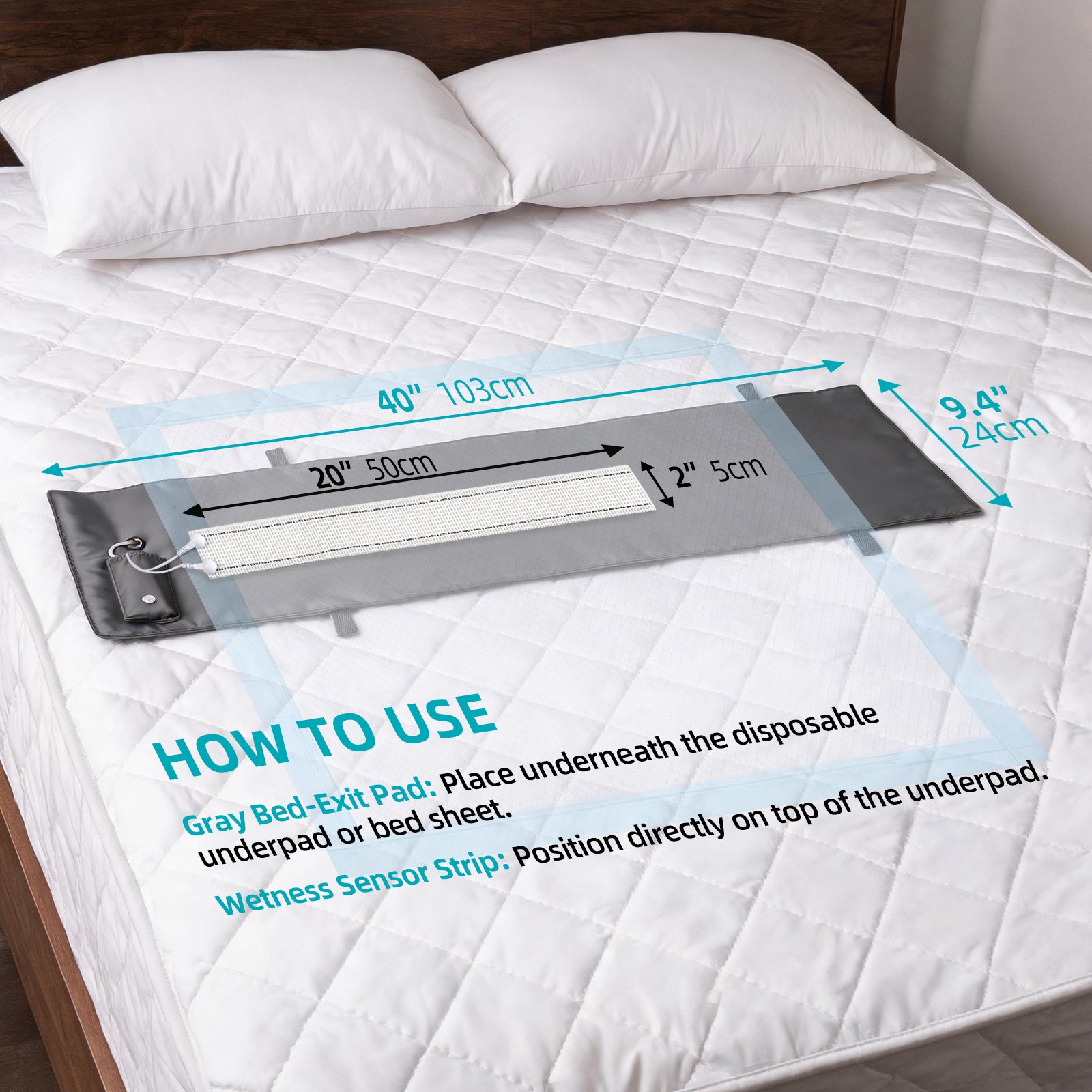40-Inch 2-in-1 Bed Exit & Bedwetting Alert System for Seniors