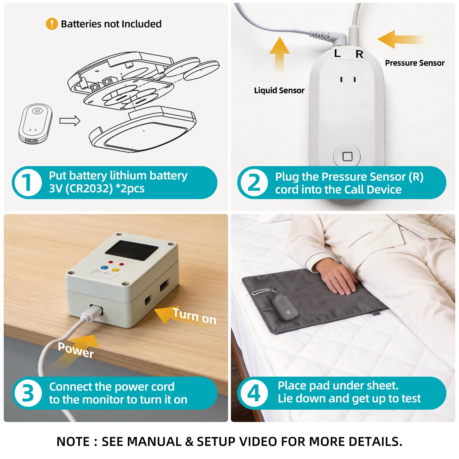 40-Inch 2-in-1 Bed Exit & Bedwetting Alert System for Seniors