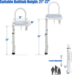 Shower Transfer Bench for Bathtub, Heavy Duty Shower Chair with Handrail for Elderly, Sturdy and Stable, 360° Rotating Shower Chair for Inside Shower