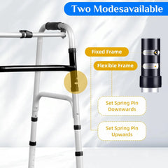 Silver Lightweight 8-Level Senior Walker with Storage Bag