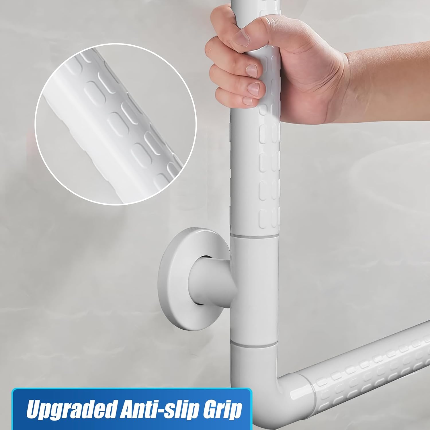 16x16 Inch L-Shaped Heavy Duty Non-Slip Wall Mount Handicap Grab Bar