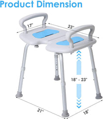 Extra Wide 23-Inch Adjustable Shower Stool with Arms, Cutout Seat, 350lbs Capacity