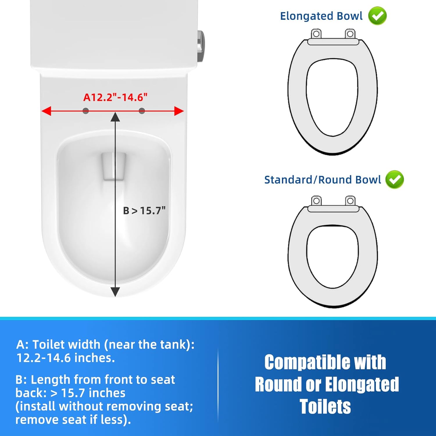 Raised Toilet Seat with Lid, 4" High Toilet Seat for Elongated or Standard Commode, Handicap Toilet Seat Riser with Cover