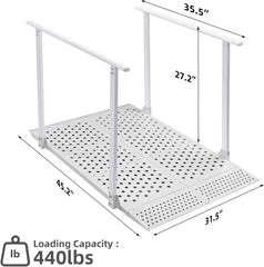 Ramp with Handrails,Wheelchair Ramp with Handrail and Adjustable Flap, Labor-Saving and Foldable, 440 LBS Load Capacity, 45.2'' L x 31.5'' W x 27.2'' H