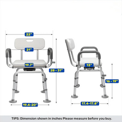 Cold-Proof 360° Swivel Shower Chair with Back And Arms
