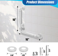 16x16 Inch L-Shaped Heavy Duty Non-Slip Wall Mount Handicap Grab Bar