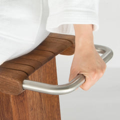 shower bench with metal handle