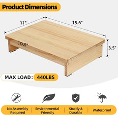 3.5" Wooden Half Step with Non-Slip Rubber Feet