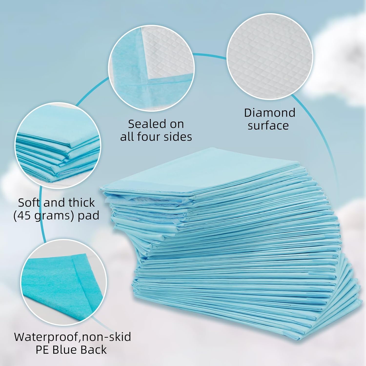 Disposable Bed Pads for Incontinence 24"x36"-60 Count Chucks Pads Disposable Adult ,Ultra Absorbent 45g Bulk Heavy Duty Bed Pads Incontinence ,Disposable Diaper Changing Pads ,Pee Pads Extra Large