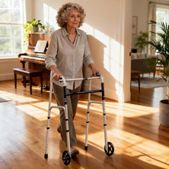 Silver Lightweight 8-Level Senior Walker with Storage Bag