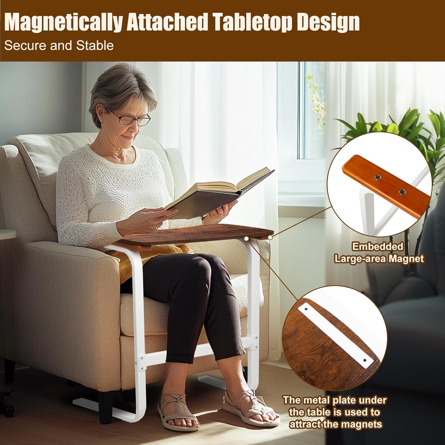 Sit to Stand Assist with Detachable Tray Table - Stable Chair Lift Assist Devices with Wooden Handle, with Couch Table Tray for Eating, Standing Aids for Sofa