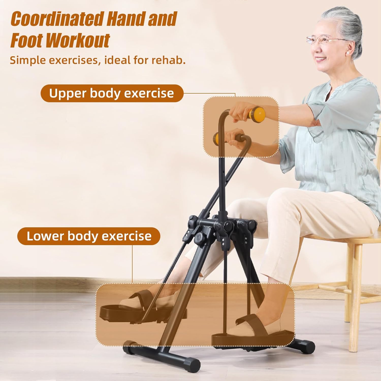 Folding Arm and Leg Pedal Exerciser, Adjustable Resistance, Bike Pedal Exerciser While Sitting Physical Therapy, with Anti-Slip & Shock Absorbing Sucker