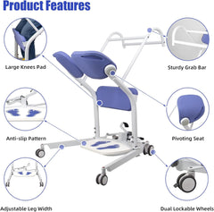 Sit to Stand Lift, Manual Patient Lift with Adjustable Chassis, Transfer Lift Aid for Wheelchair & Toilet, Heavy Duty Handicap Lift Assist for Home, 400 Pound Weight Capacity