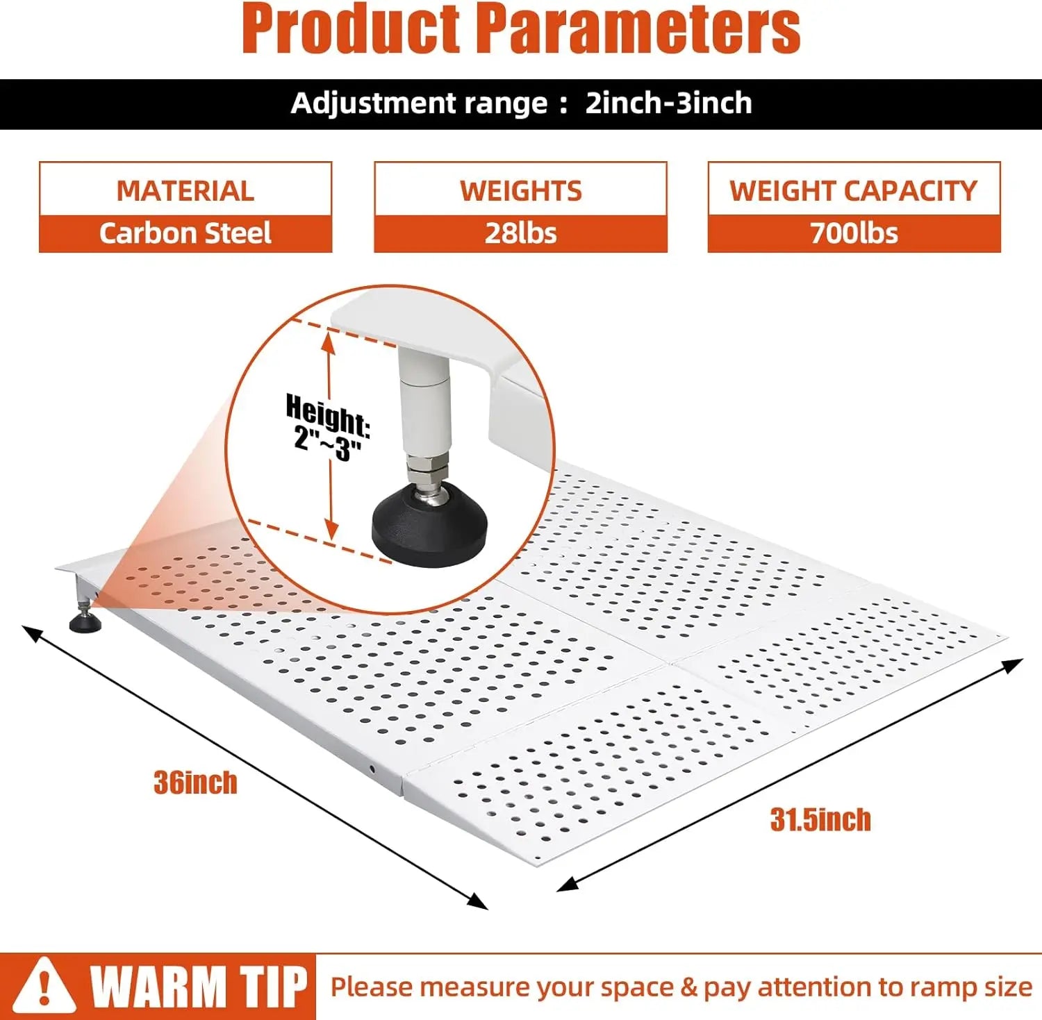 Carbon Steel Door Threshold Ramp for Wheelchair & Doorways