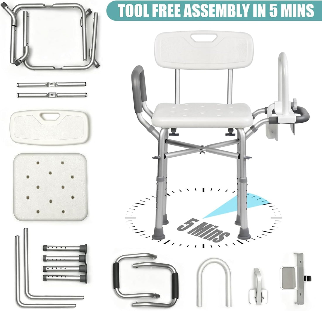 Bathtub transfer bench installation and bathroom safety detail
