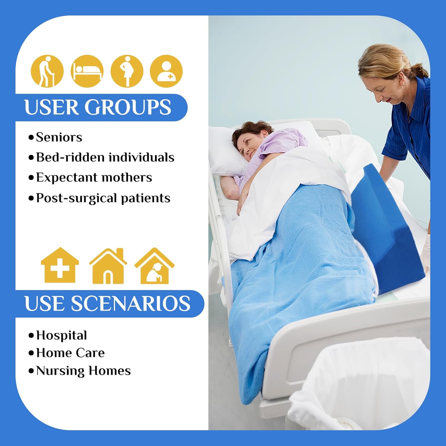 48"x40" Patient Transfer Sheets with Wedge Pillow for Side Sleepers