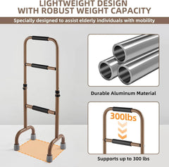 stand assist with durable aluminum material, supporting up to 300 lbs, on a gray background.