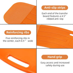 Transfer Board Patient Slide Assist Device for Transferring Patient from Wheelchair to Bed, Toilet, Bathtub, Car Reinforced ABS Sliding Boards Platform (31" x 8.3" x 0.5")