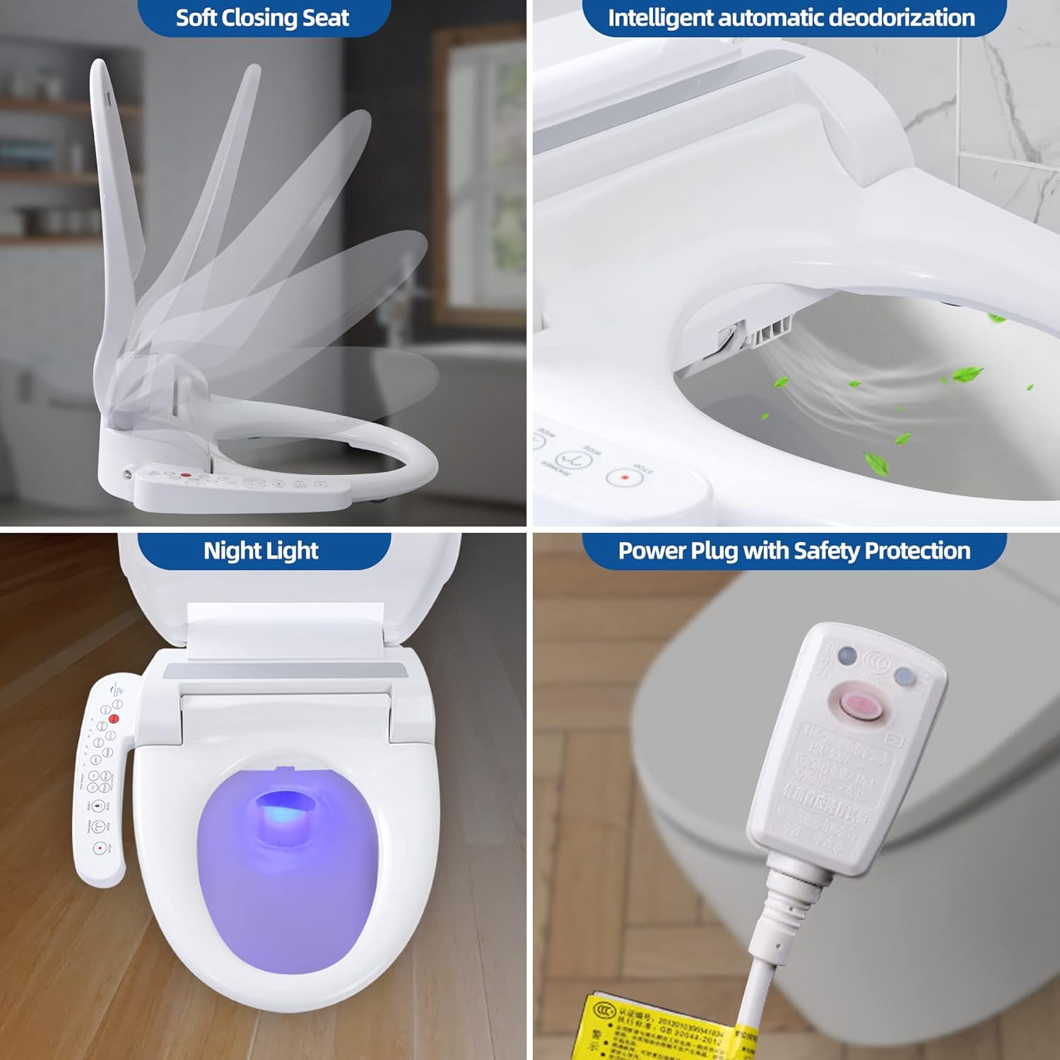 Bidet Toilet Seat for Seniors - Electric Bidet Toilet Seat with Arms, Dryer and Warm Water, Temperature-Controlled Wash, Smart Touch Panel, Nightlight, Slow Close, Best Bidet for Elderly