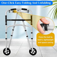 Silver Lightweight 8-Level Senior Walker with Storage Bag