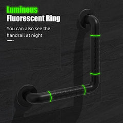 L-Shaped Bathroom Black Shower Grab Bar with Luminous Rings