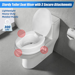 Raised Toilet Seat with Lid, 4" High Toilet Seat for Elongated or Standard Commode, Handicap Toilet Seat Riser with Cover