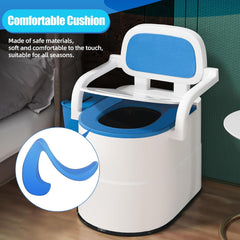 Bedside Commode Toilet, Portable Toilet with Full-Surround Anti-Slip, Armrests, Double Layer Odor Sealed, Blue