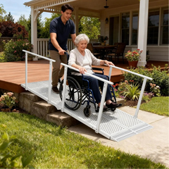 Foldable Heavy Duty Wheelchair Ramp with Handrails