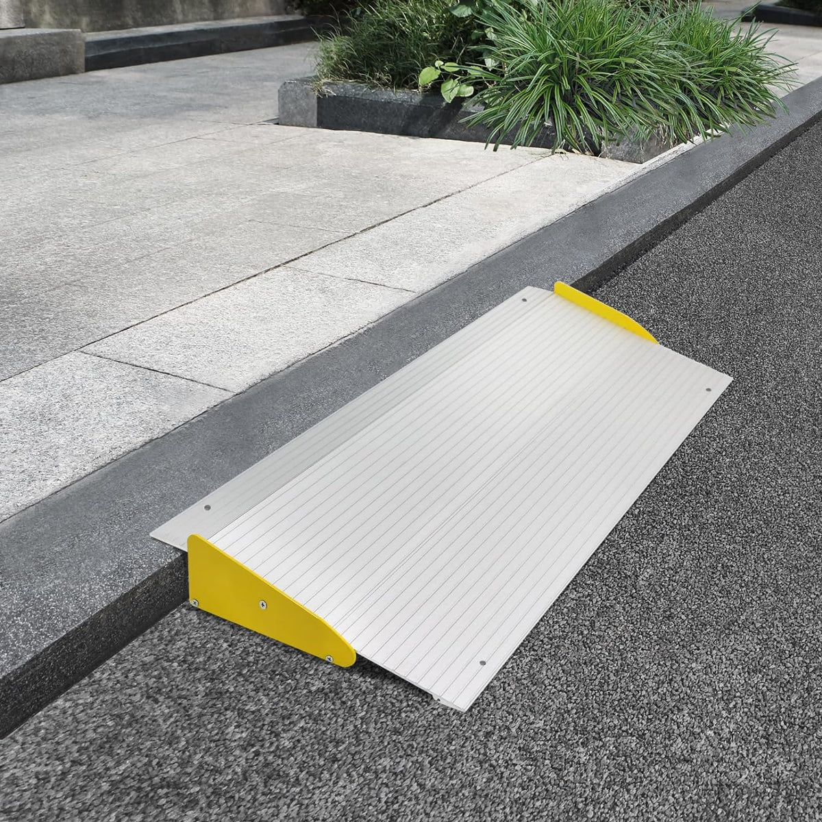 Curb Ramp for Sidewalk with Non-Slip Surface, 2 Inch Rise Threshold Ramp for Wheelchairs, Scooters, Power Chairs, 880 LBS Load Capacity