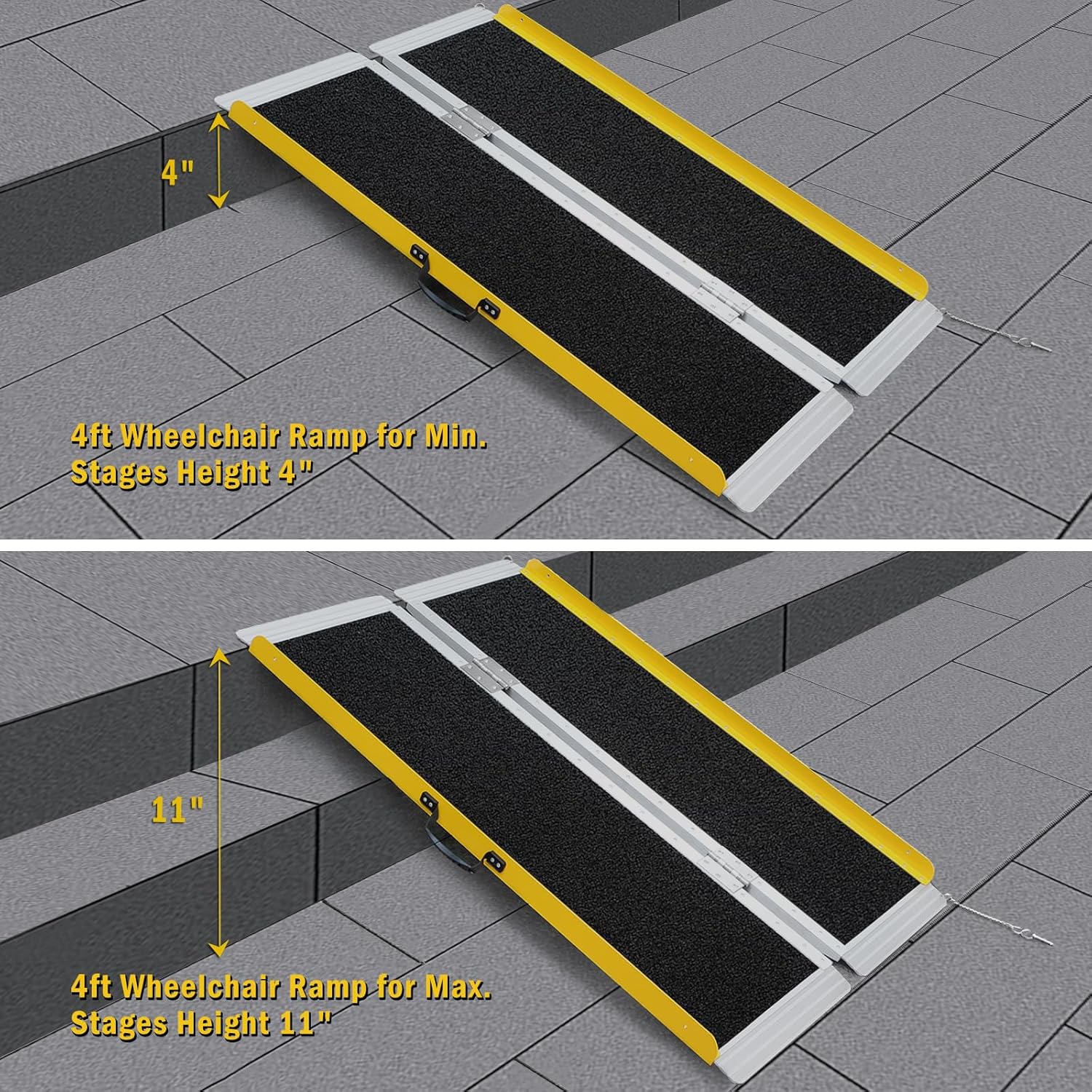 4FT Portable Folding Wheelchair Ramp, 48.6" L x 31.5" W, 800 LBS Capacity Handicap Ramp with Non-Slip Surface for Home, Steps, Stairs, Doorways, Curbs