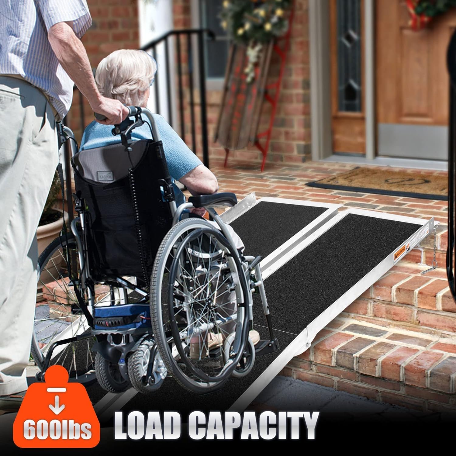 6FT Portable Aluminum Wheelchair Ramp for Elderly, 72’‘ L x 29’‘ W, Multi Folding Anti-Slip Ramps for Car, Doorways, Curbs, Stairs