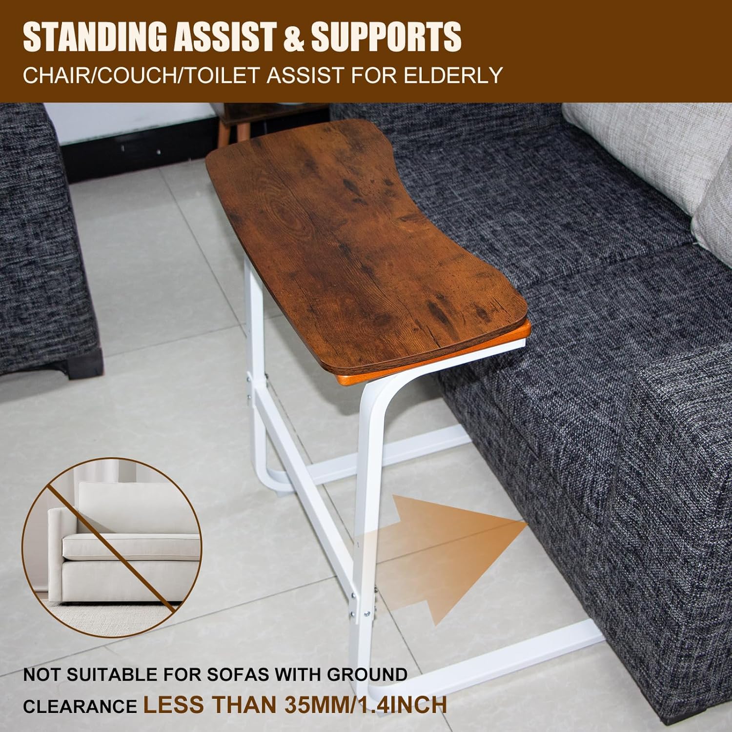 Sit to Stand Assist with Detachable Tray Table - Stable Chair Lift Assist Devices with Wooden Handle, with Couch Table Tray for Eating, Standing Aids for Sofa