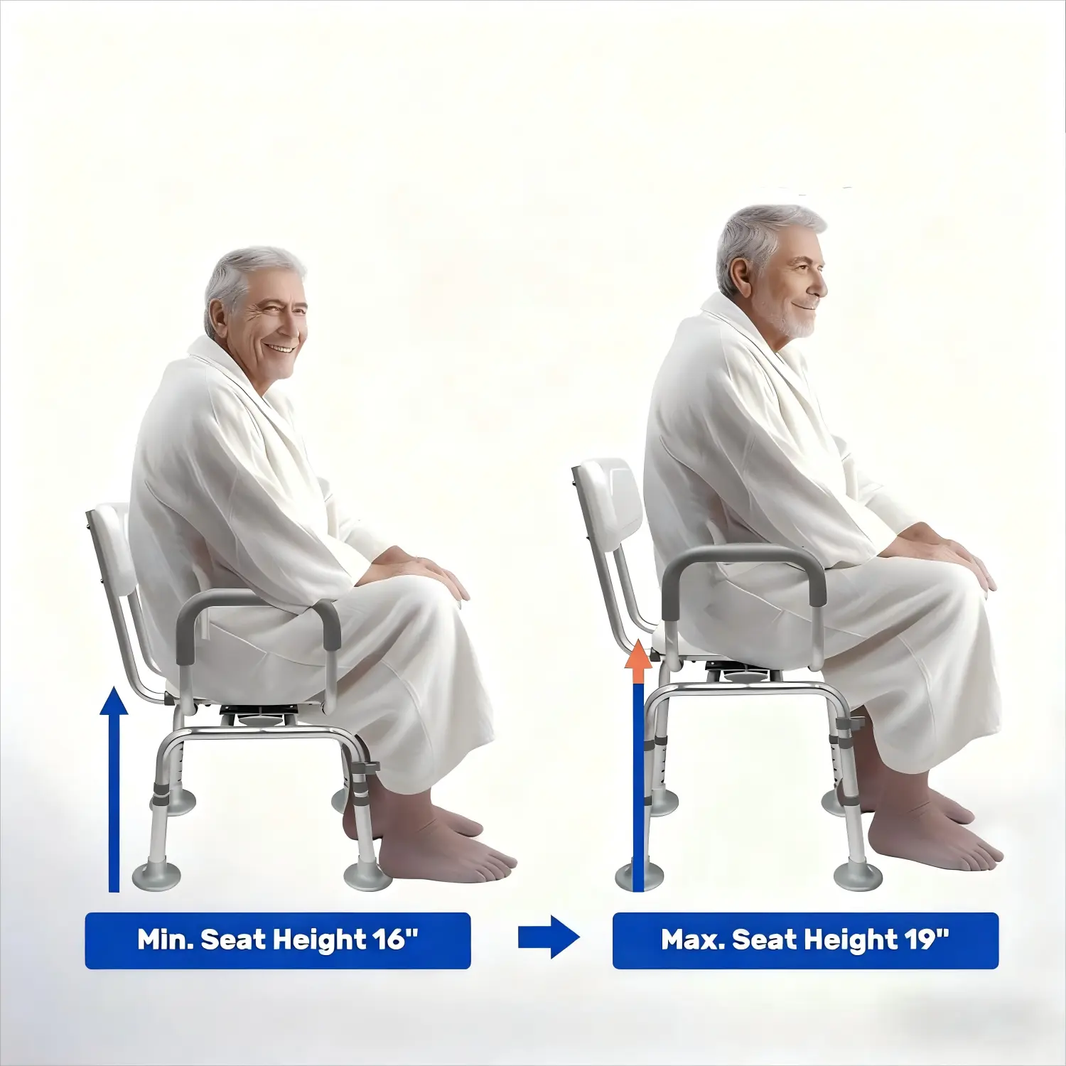Cold-Proof 360° Swivel Shower Chair with Back And Arms