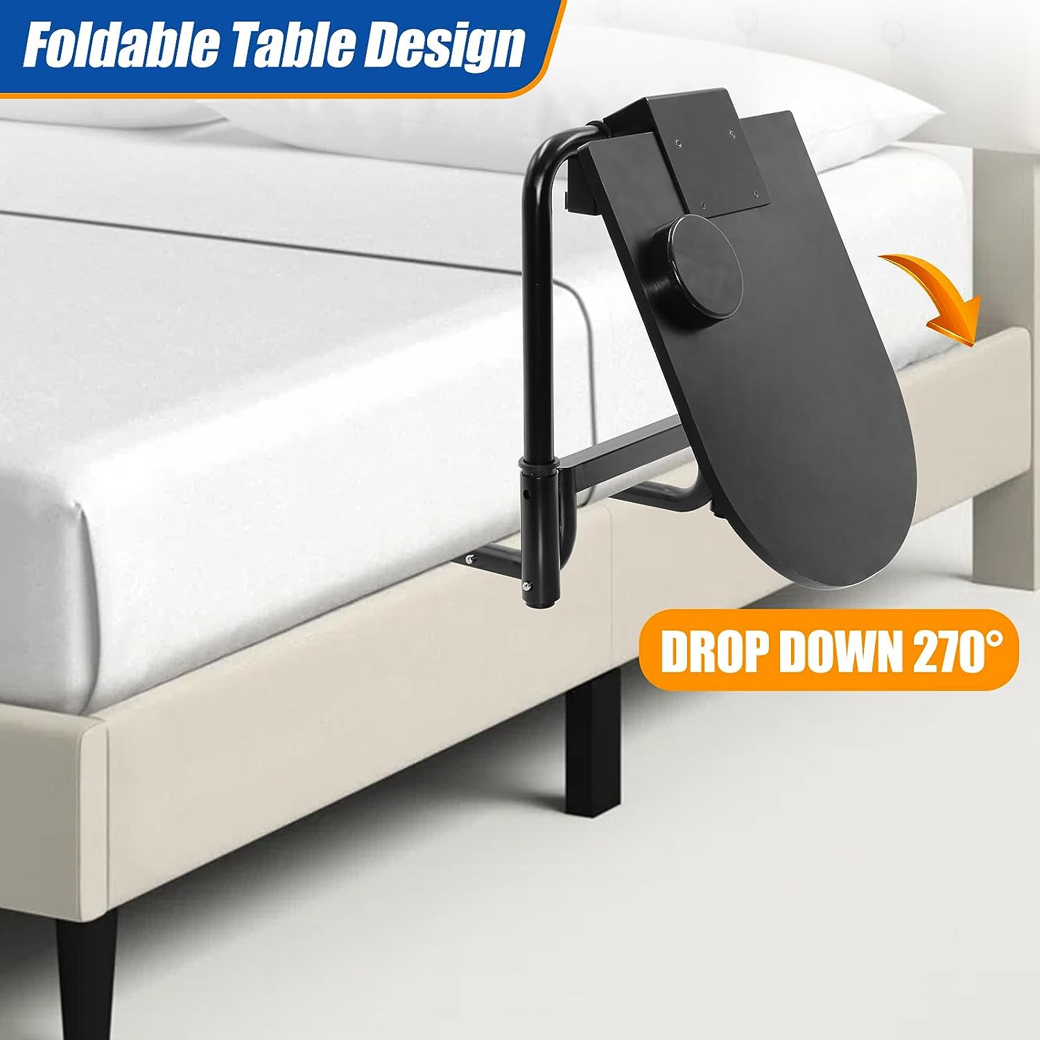 Adjustable Bed Rails for Seniors with Foldable Table