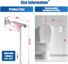 Flip-Up Grab Bar with Soft Rubber Cushion - Wall to Floor Support - Living Caring