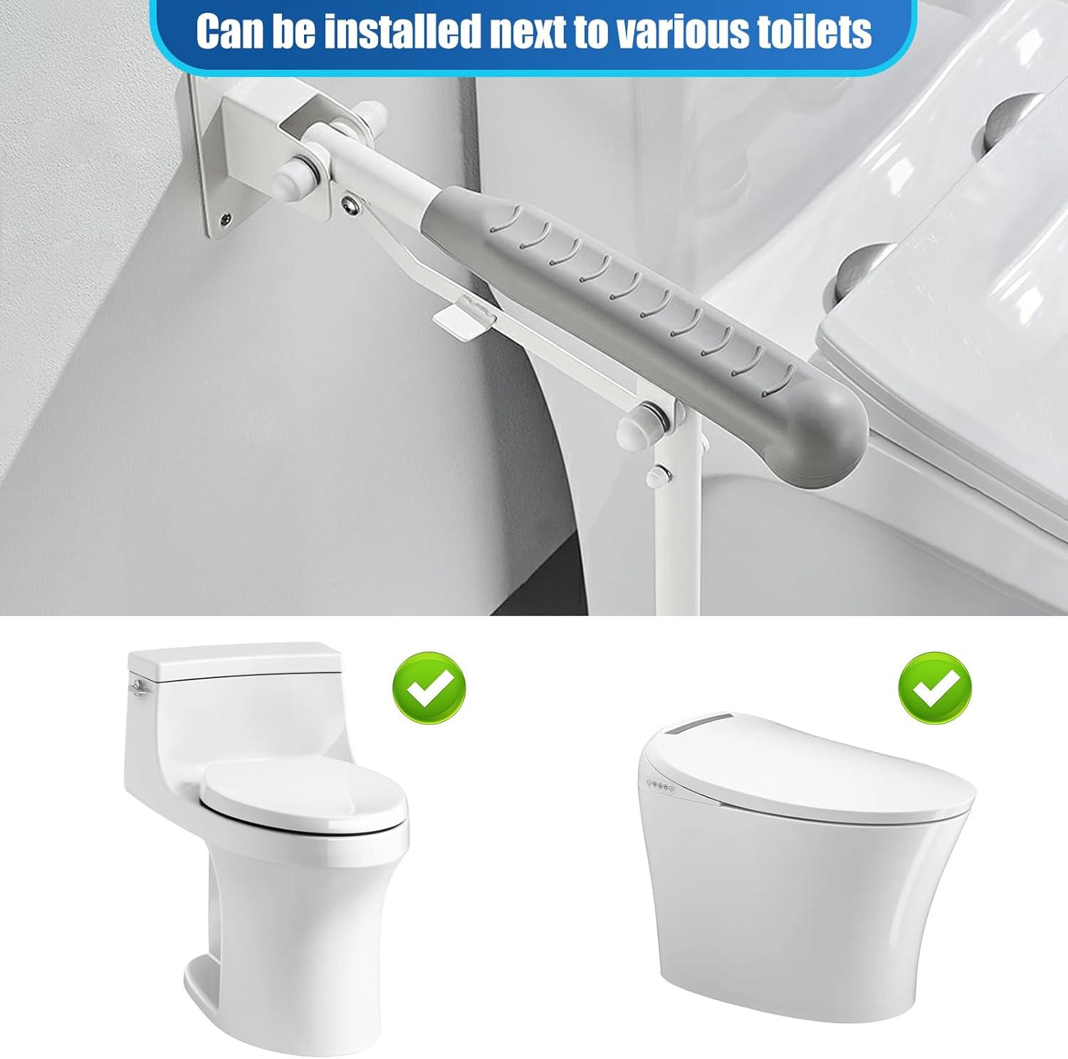 Wall to Floor Grab Bar for Elderly and Handicap - Secure Bathroom Aid - Living Caring