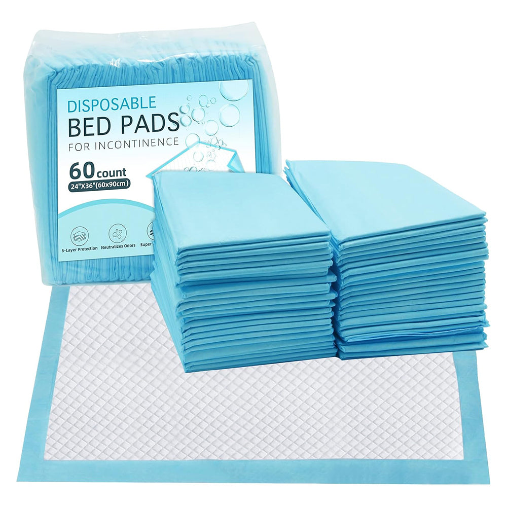 Disposable Bed Pads for Incontinence 24"x36"-60 Count Chucks Pads Disposable Adult ,Ultra Absorbent 45g Bulk Heavy Duty Bed Pads Incontinence ,Disposable Diaper Changing Pads ,Pee Pads Extra Large