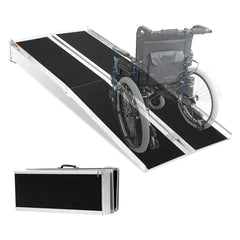 6FT Portable Aluminum Wheelchair Ramp for Elderly, 72’‘ L x 29’‘ W, Multi Folding Anti-Slip Ramps for Car, Doorways, Curbs, Stairs