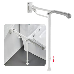 Foldable Toilet Grab Bar, 24inch Flip-up Toilet Grab Bar 660lbs, 27.5inch-32.2inch Height Adjustable Handicap Grab Bars for Wall with Anti-Slip Soft Grip