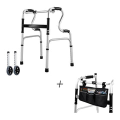 Folding Walker with 2 Wheels & Walker Bags for Folding Walker