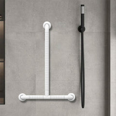 T Shaped Grab Bar for Wall, 16x28 Inch Angled Grab Bar with and Luminous Rings, Handicap Grab Bar for Shower, Grab Bar Extension, Non-Slip Toilet Safety Rail, 660lbs, White