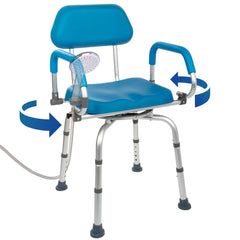 360° Swivel Shower Chair with Padded Seat, Pivoting Arms & Non-Slip Base -Rotating Bath Tub Chair for Elderly, Disabled & Mobility Impaired